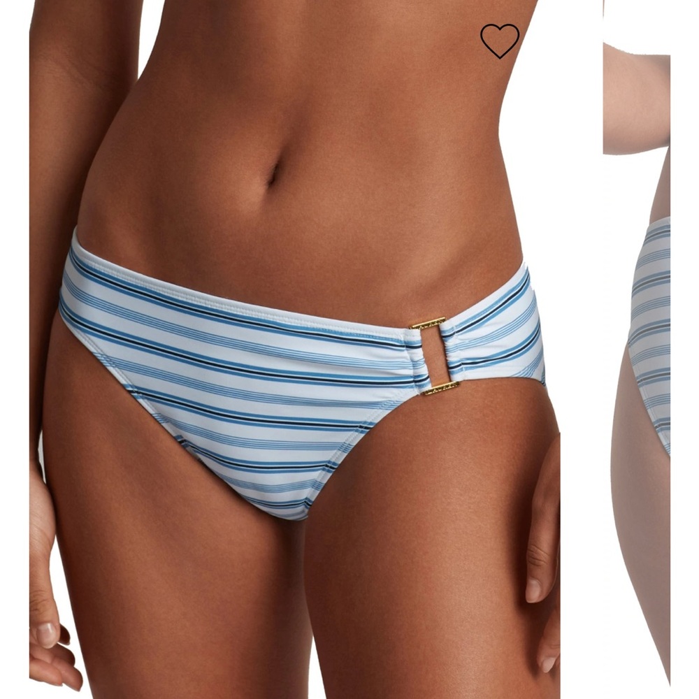 Blue and white striped bikini bottoms size 8